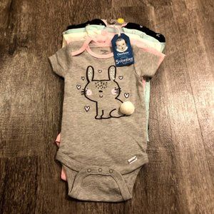 Gerber Baby Short Sleeve Bunny Onesies NWT